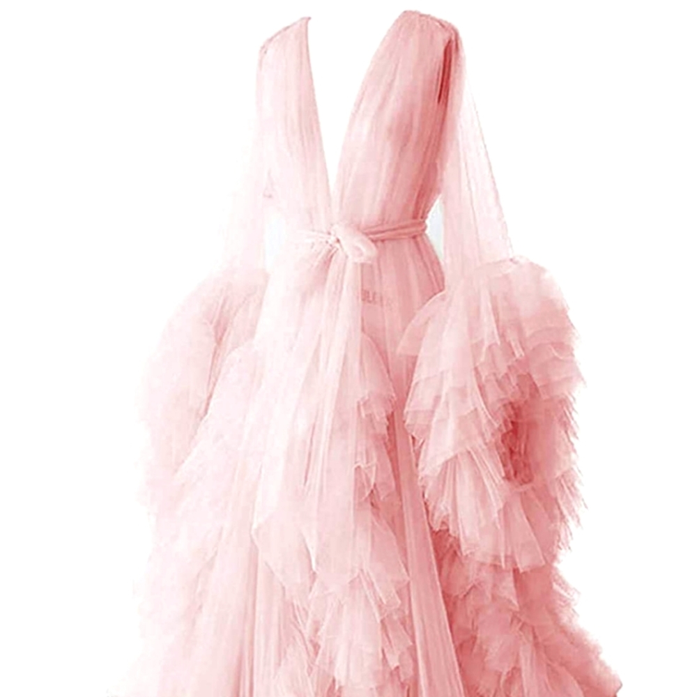 Tulle Robe Puffy Bridal Bathgown Maternity Shoot Pink